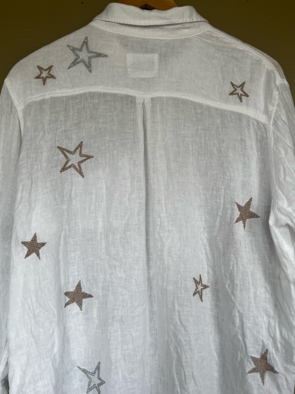 Rails Charlie Linen Blend White Gold Star-Print Button-Up Shirt XL - Picture 9 of 16